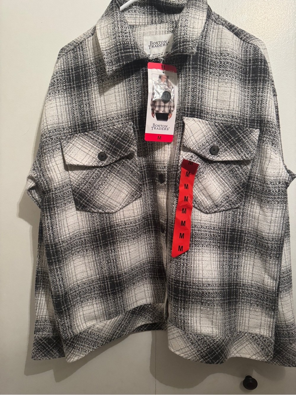 NWT Boston Traders Black & White Plaid Button-Up Jacket